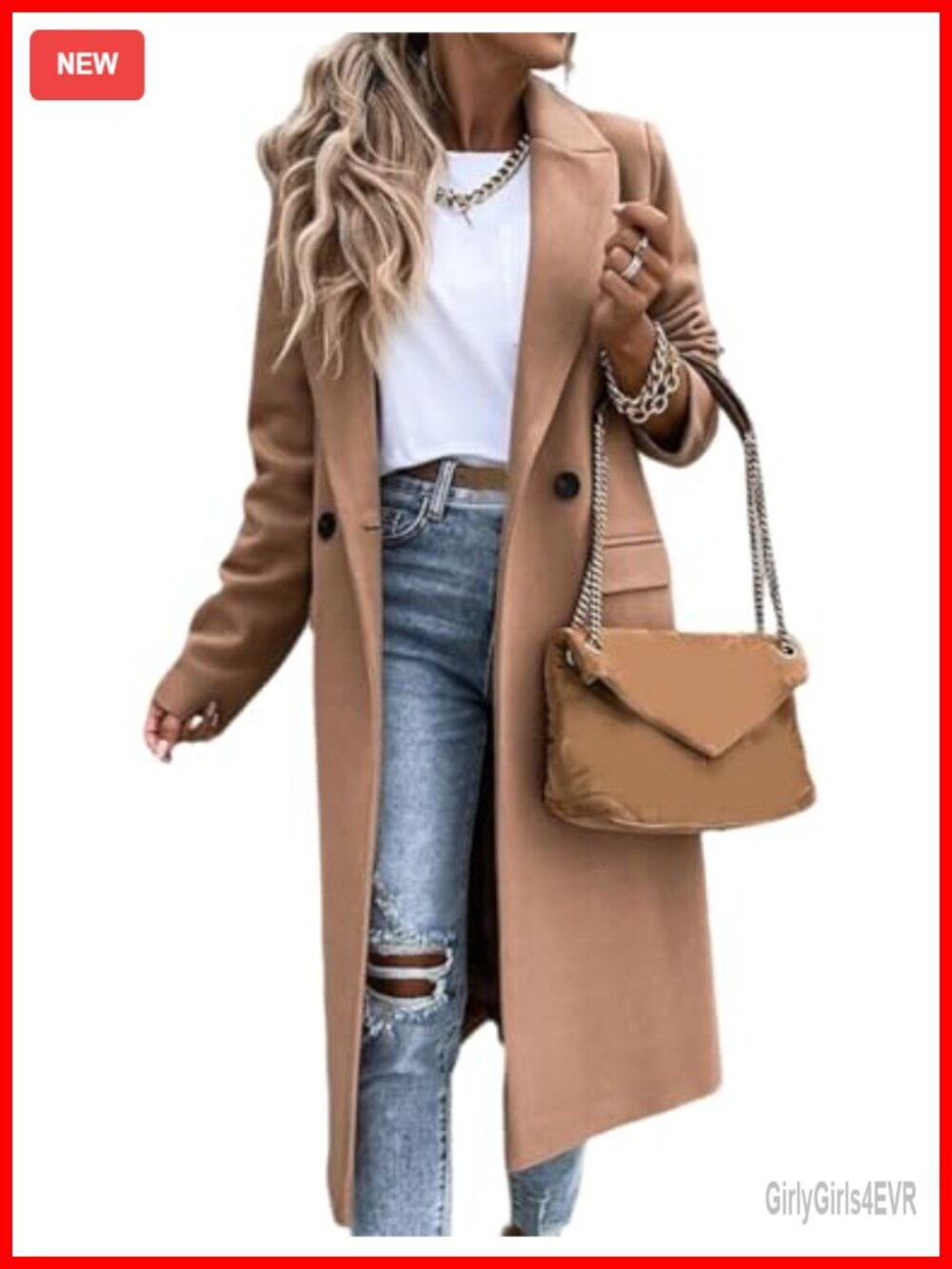 Womens Long Wool Peacoat Notch Lapel Double Breasted Winter Coat
